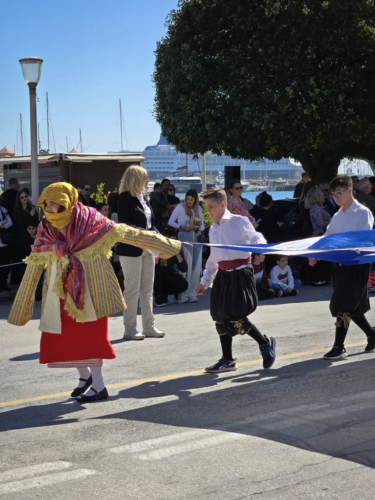 Special education students proudly march on March 7 at Dodecanese Union in Rhodes, highlighting their unity and joy.